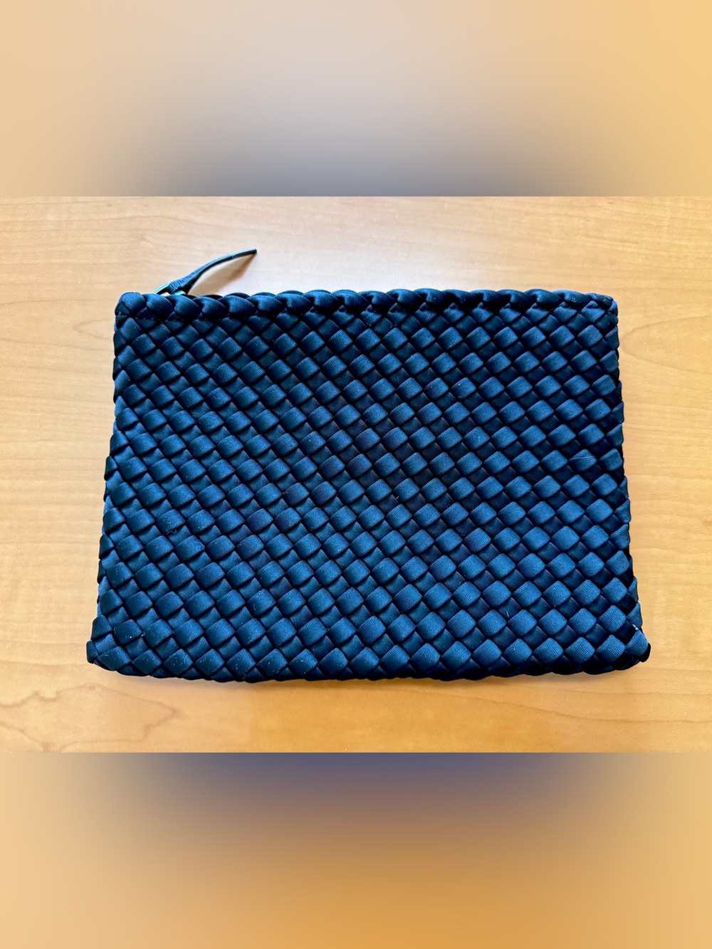 NAGHEDI St Barths Woven Zip Pouch Onyx Black Neoprene Clutch Bag